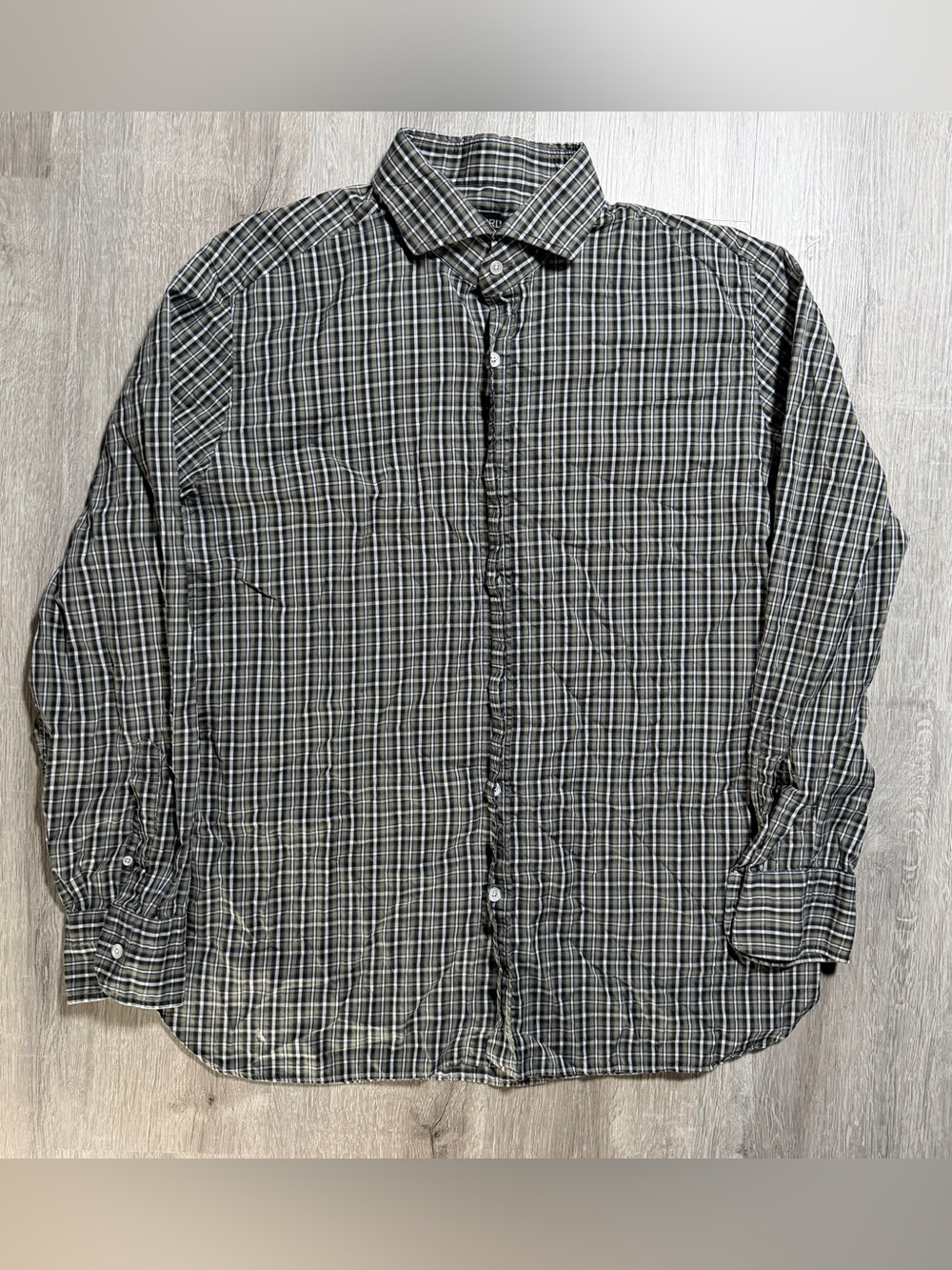 Tom Ford Men's Black & White Plaid Button-Up Shirt